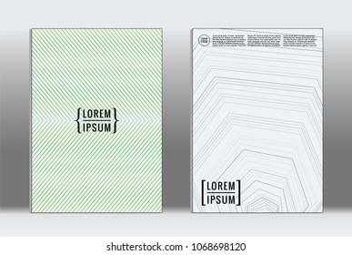 Minimal placard. Vector geometric cover. Hipster trendy report template. Set of futuristic line gradient graphic design flyers. Fashion minimal layouts. Striped placards. Retro banner design set.