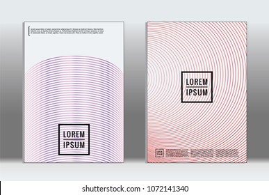Minimal placard. Vector geometric cover. Hipster trendy report template. Set of futuristic line gradient graphic design flyers. Fashion minimal layouts. Striped placards. Retro banner design set.