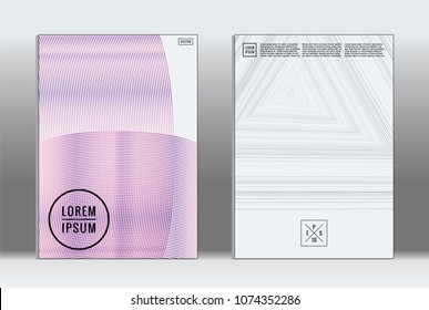 Minimal placard. Vector geometric cover. Hipster trendy report template. Set of futuristic line gradient graphic design flyers. Fashion minimal layouts. Striped placards. Retro banner design set.