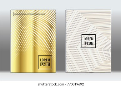 Minimal placard. Vector geometric cover. Hipster trendy report template. Set of futuristic line gradient graphic design flyers. Fashion minimal layouts. Striped placards. Retro banner design set.