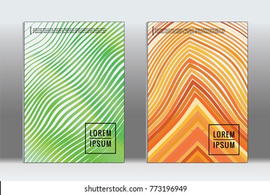 Minimal placard. Vector geometric cover. Hipster trendy report template. Set of futuristic line gradient graphic design flyers. Fashion minimal layouts. Striped placards. Retro banner design set.