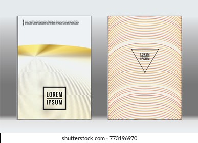 Minimal placard. Vector geometric cover. Hipster trendy report template. Set of futuristic line gradient graphic design flyers. Fashion minimal layouts. Striped placards. Retro banner design set.