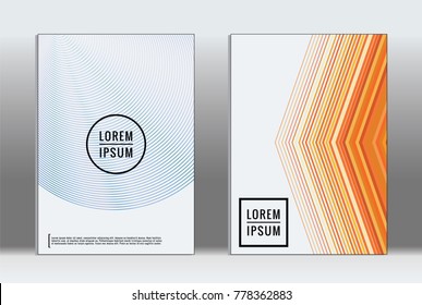 Minimal placard. Vector geometric cover. Hipster trendy report template. Set of futuristic line gradient graphic design flyers. Fashion minimal layouts. Striped placards. Retro banner design set.