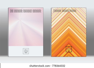 Minimal placard. Vector geometric cover. Hipster trendy report template. Set of futuristic line gradient graphic design flyers. Fashion minimal layouts. Striped placards. Retro banner design set.