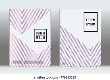 Minimal placard. Vector geometric cover. Hipster trendy report template. Set of futuristic line gradient graphic design flyers. Fashion minimal layouts. Striped placards. Retro banner design set.