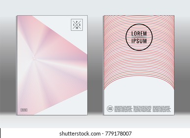 Minimal placard. Vector geometric cover. Hipster trendy report template. Set of futuristic line gradient graphic design flyers. Fashion minimal layouts. Striped placards. Retro banner design set.