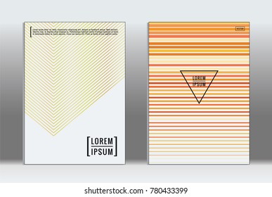Minimal placard. Vector geometric cover. Hipster trendy report template. Set of futuristic line gradient graphic design flyers. Fashion minimal layouts. Striped placards. Retro banner design set.