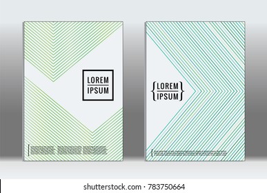 Minimal placard. Vector geometric cover. Hipster trendy report template. Set of futuristic line gradient graphic design flyers. Fashion minimal layouts. Striped placards. Retro banner design set.