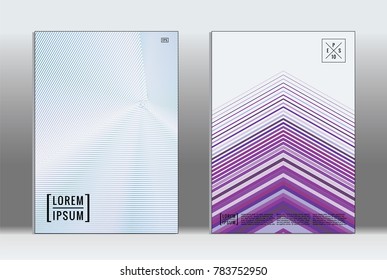 Minimal placard. Vector geometric cover. Hipster trendy report template. Set of futuristic line gradient graphic design flyers. Fashion minimal layouts. Striped placards. Retro banner design set.