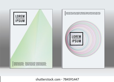 Minimal placard. Vector geometric cover. Hipster trendy report template. Set of futuristic line gradient graphic design flyers. Fashion minimal layouts. Striped placards. Retro banner design set.