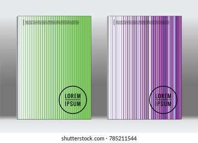 Minimal placard. Vector geometric cover. Hipster trendy report template. Set of futuristic line gradient graphic design flyers. Fashion minimal layouts. Striped placards. Retro banner design set.