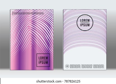 Minimal placard. Vector geometric cover. Hipster trendy report template. Set of futuristic line gradient graphic design flyers. Fashion minimal layouts. Striped placards. Retro banner design set.