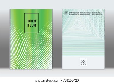 Minimal placard. Vector geometric cover. Hipster trendy report template. Set of futuristic line gradient graphic design flyers. Fashion minimal layouts. Striped placards. Retro banner design set.