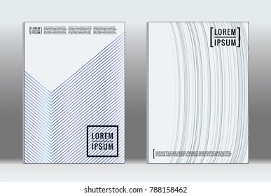 Minimal placard. Vector geometric cover. Hipster trendy report template. Set of futuristic line gradient graphic design flyers. Fashion minimal layouts. Striped placards. Retro banner design set.