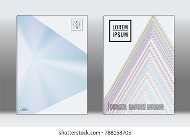 Minimal placard. Vector geometric cover. Hipster trendy report template. Set of futuristic line gradient graphic design flyers. Fashion minimal layouts. Striped placards. Retro banner design set.