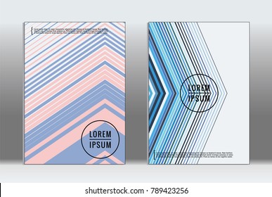 Minimal placard. Vector geometric cover. Hipster trendy report template. Set of futuristic line gradient graphic design flyers. Fashion minimal layouts. Striped placards. Retro banner design set.