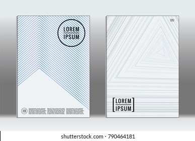 Minimal placard. Vector geometric cover. Hipster trendy report template. Set of futuristic line gradient graphic design flyers. Fashion minimal layouts. Striped placards. Retro banner design set.