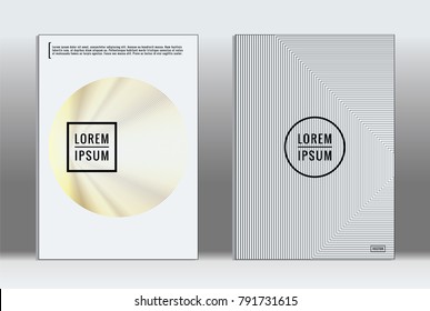 Minimal placard. Vector geometric cover. Hipster trendy report template. Set of futuristic line gradient graphic design flyers. Fashion minimal layouts. Striped placards. Retro banner design set.