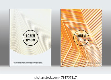 Minimal placard. Vector geometric cover. Hipster trendy report template. Set of futuristic line gradient graphic design flyers. Fashion minimal layouts. Striped placards. Retro banner design set.