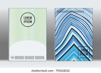 Minimal placard. Vector geometric cover. Hipster trendy report template. Set of futuristic line gradient graphic design flyers. Fashion minimal layouts. Striped placards. Retro banner design set.