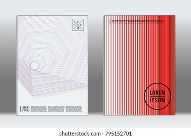 Minimal placard. Vector geometric cover. Hipster trendy report template. Set of futuristic line gradient graphic design flyers. Fashion minimal layouts. Striped placards. Retro banner design set.