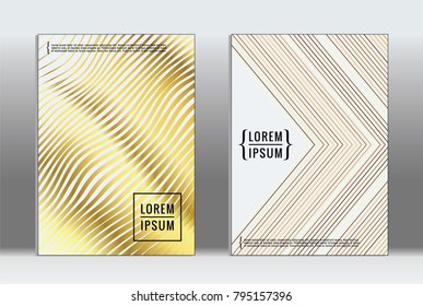 Minimal placard. Vector geometric cover. Hipster trendy report template. Set of futuristic line gradient graphic design flyers. Fashion minimal layouts. Striped placards. Retro banner design set.