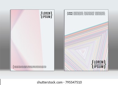 Minimal placard. Vector geometric cover. Hipster trendy report template. Set of futuristic line gradient graphic design flyers. Fashion minimal layouts. Striped placards. Retro banner design set.