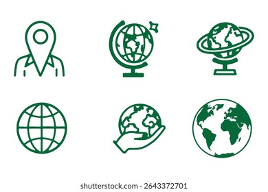 Minimal planet earth icons. Editable stroke. Vector graphic illustration. For website design, logo, app, template, ui, etc.