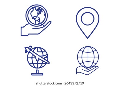 Minimal planet earth icons. Editable stroke. Vector graphic illustration. For website design, logo, app, template, ui, etc.