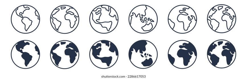 Minimal planet earth icons. Vector graphic illustration. For website design, logo, app, template, ui, etc.
