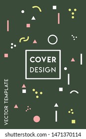 Minimal playful cover design vector template with geometric shapes