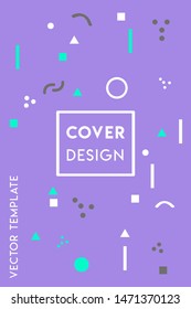 Minimal playful cover design vector template with geometric shapes