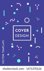 Minimal playful cover design vector template with geometric shapes