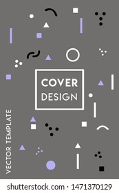 Minimal playful cover design vector template with geometric shapes