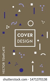 Minimal playful cover design vector template with geometric shapes