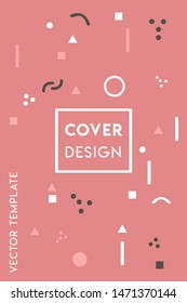 Minimal playful cover design vector template with geometric shapes