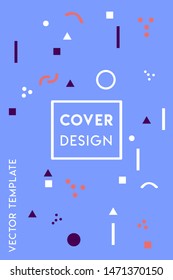 Minimal playful cover design vector template with geometric shapes