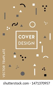Minimal playful cover design vector template with geometric shapes
