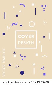 Minimal playful cover design vector template with geometric shapes