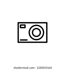 Minimal pocket camera vector icon in outline/line  style