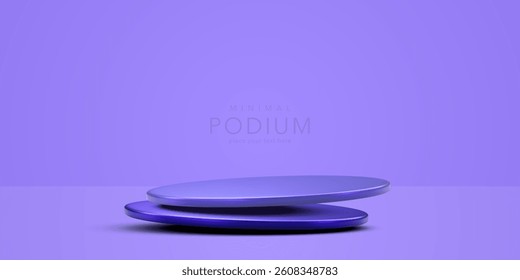 Minimal Podium With Purple Background For Product Display Or Branding Presentation. Clean 3D Rendered Scene With Soft Shadows And Light. Vector Illustration.