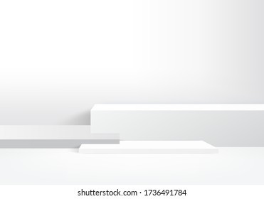 Minimal Podium and scene with 3d vector render in abstract grey background composition, 3d illustration mock up scene geometry shape platform forms for product gray display. stage for awards in modern