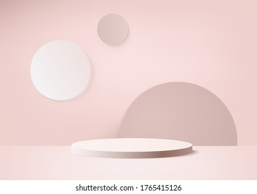 Minimal Podium and scene with 3d vector render in abstract pink background composition, 3d illustration mock up scene geometry shape platform forms for product display. stage for awards in modern.