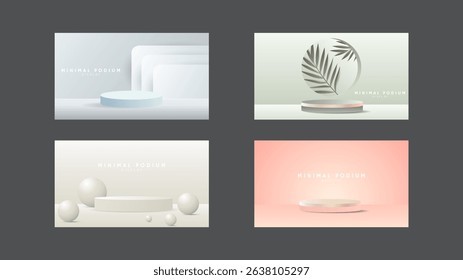 Minimal podium set background, 3d podium for presentation, Stage for showcase, illustration in flat style, illustrations EPS 10