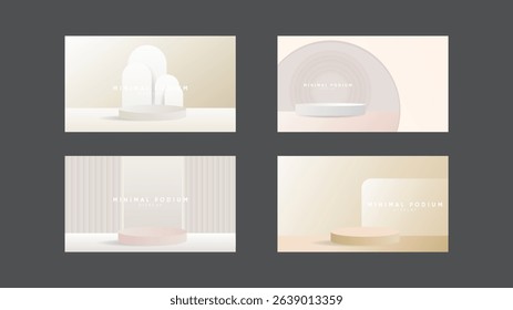 Minimal podium set background, 3d podium for presentation, Stage for showcase, illustration in flat style, illustrations EPS 10	