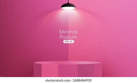Pódio mínimo com base de material macio. Palcos de pódio de madeira e plataforma de vitrine de produto com capas e dourado em forma redonda e quadrada. 
