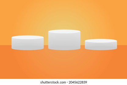 Mínima plataforma de estudio de podio. Fondo naranja. Diseño de base.