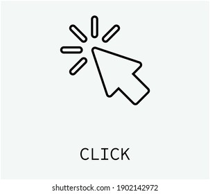 Minimal pointer arrow icon in line art style. Editable vector illustration of cursor and click action, perfect for web navigation, app UI, or interactive design.