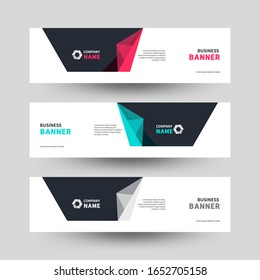 minimal polygonal banner set vector-simple-red-blue-grey