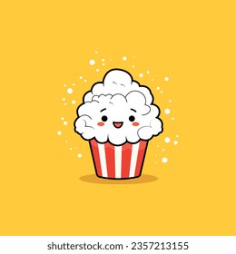 Minimal popcorn mascot logo vector template